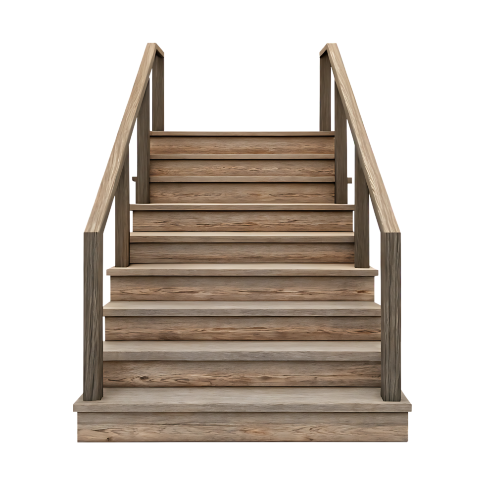 Wooden staircase leading upwards. Success, growth, and progress concept. png