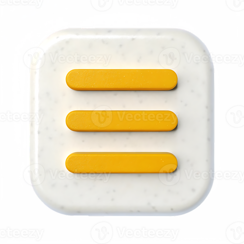 Three horizontal lines icon on a square button png
