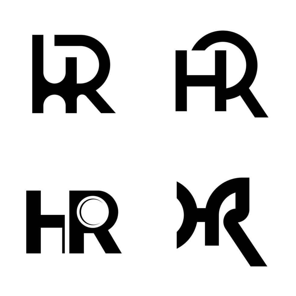 Monogram letter HR logo design set vector