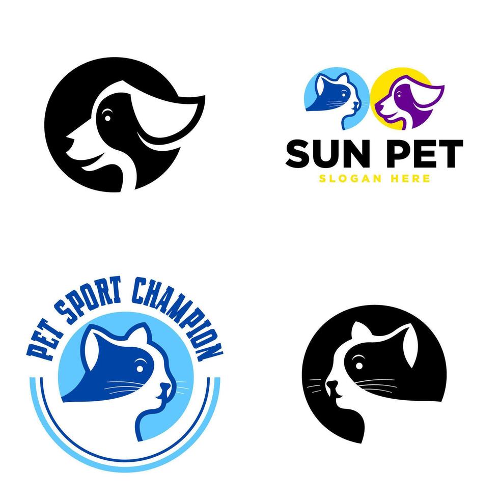 Pet logo set template design colorful set vector