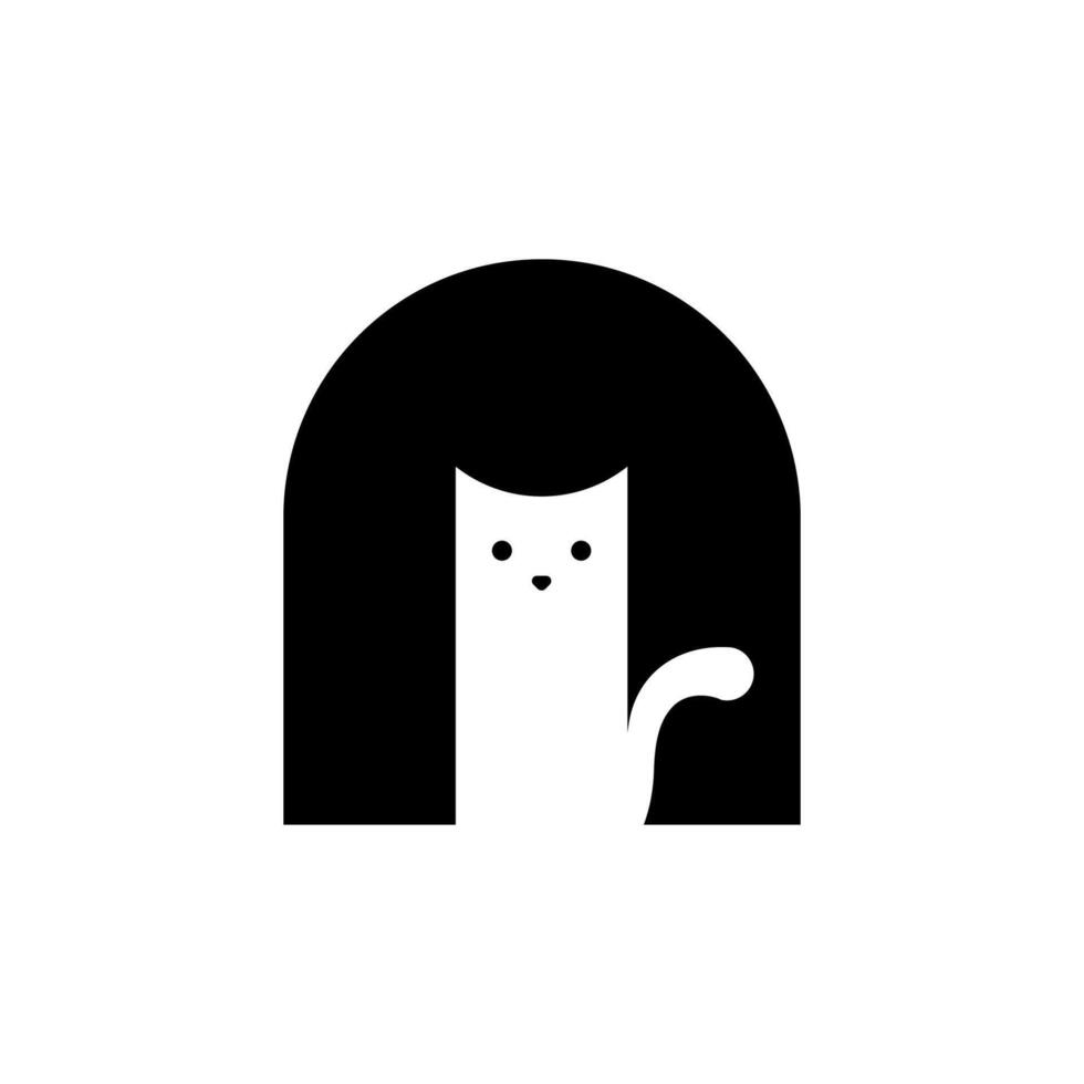 Simple pet cat silhouette logo template design vector