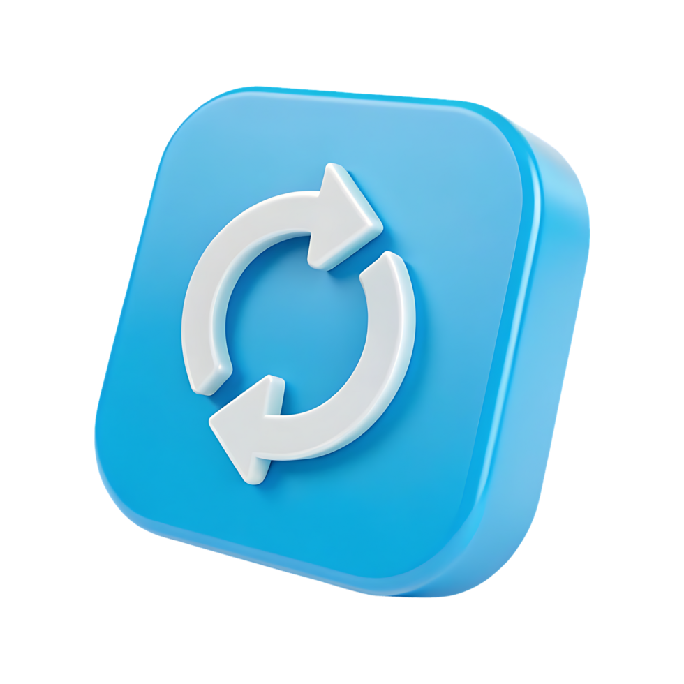 3D render of a blue refresh button png