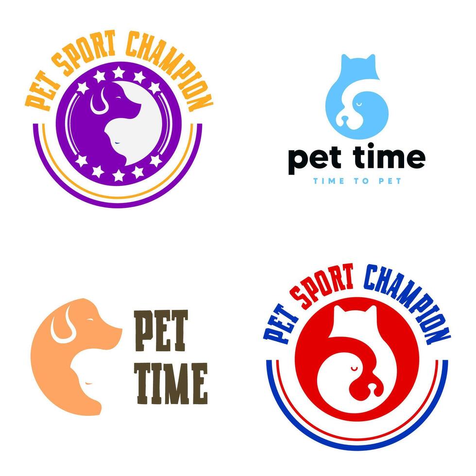Pet logo set design colorful set vector