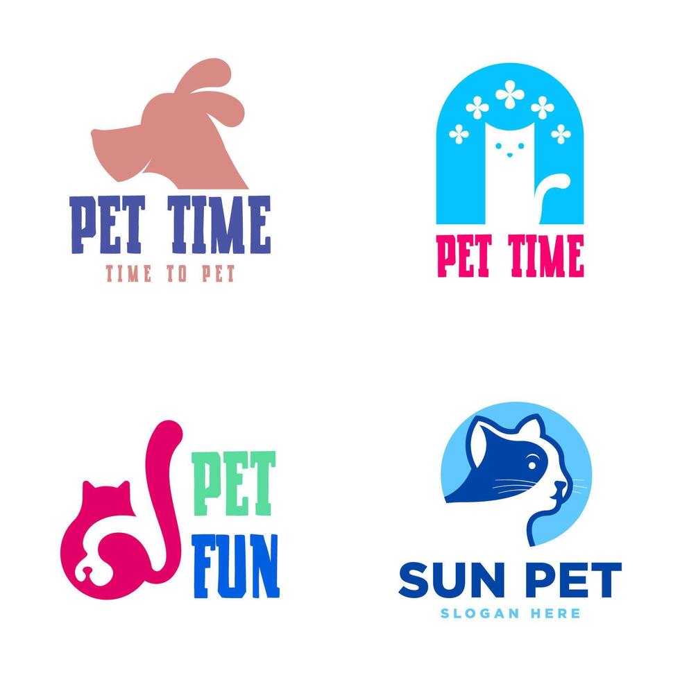 Pet logo design set template isolated in white background vector