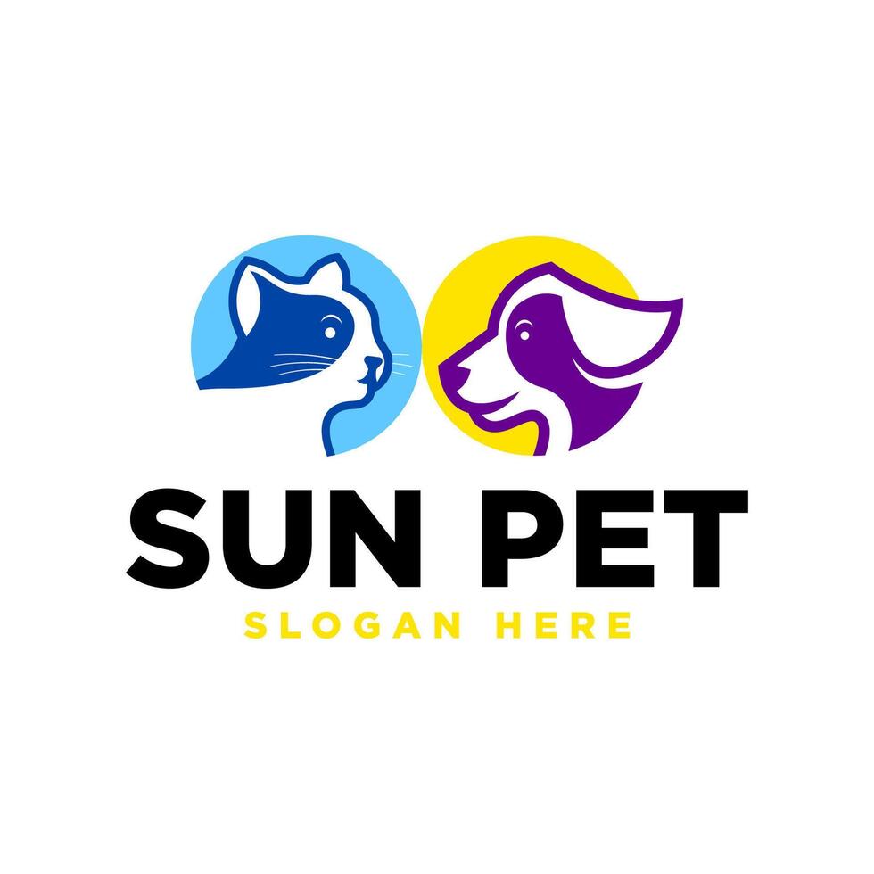 Cat dog pet logo design template isolated in white background vector