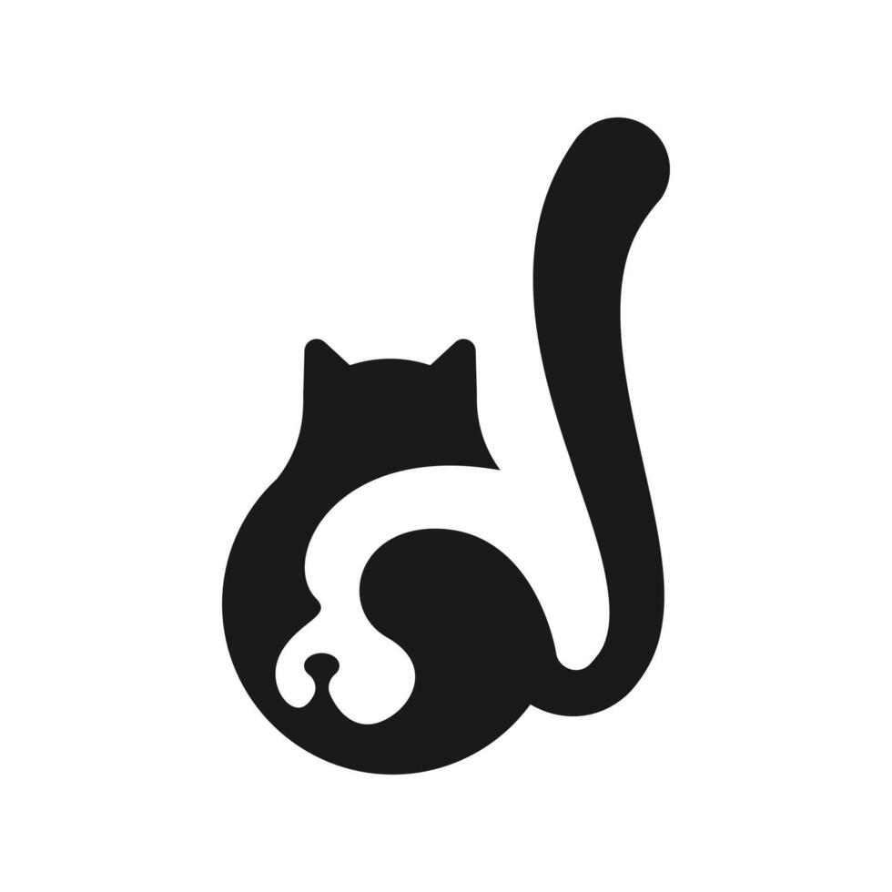 Cat silhouette pet logo design template vector