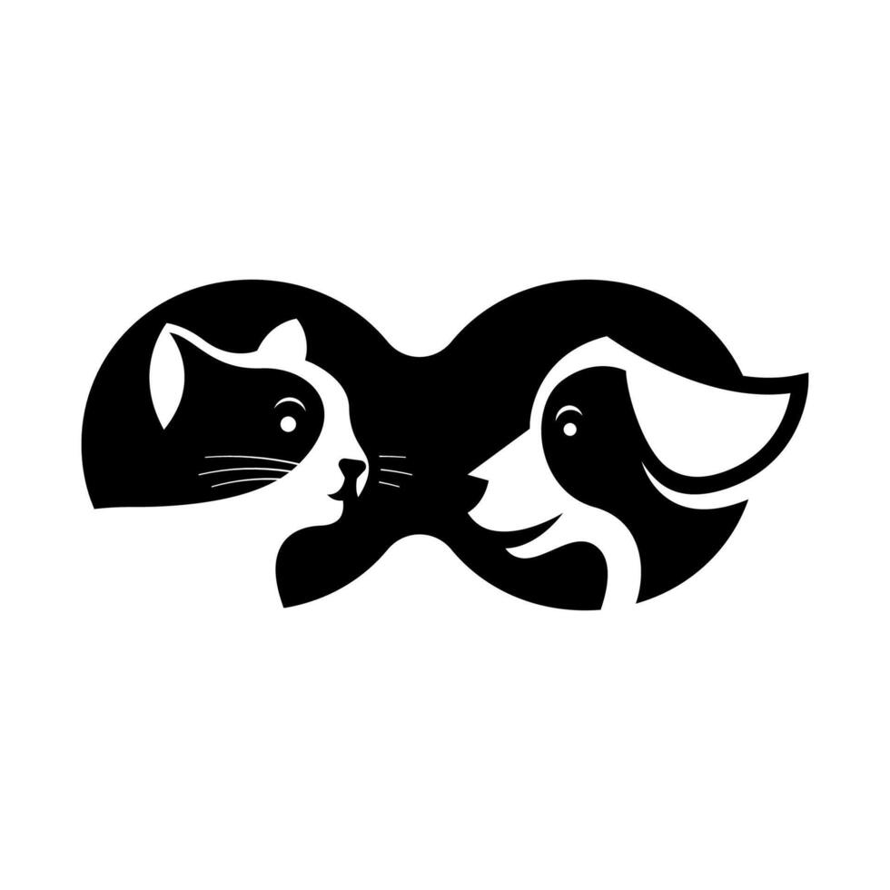 Cat and dog silhouette logo set template vector