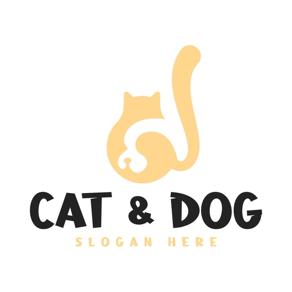 Pet logo design template. Cat and dog logo template vector