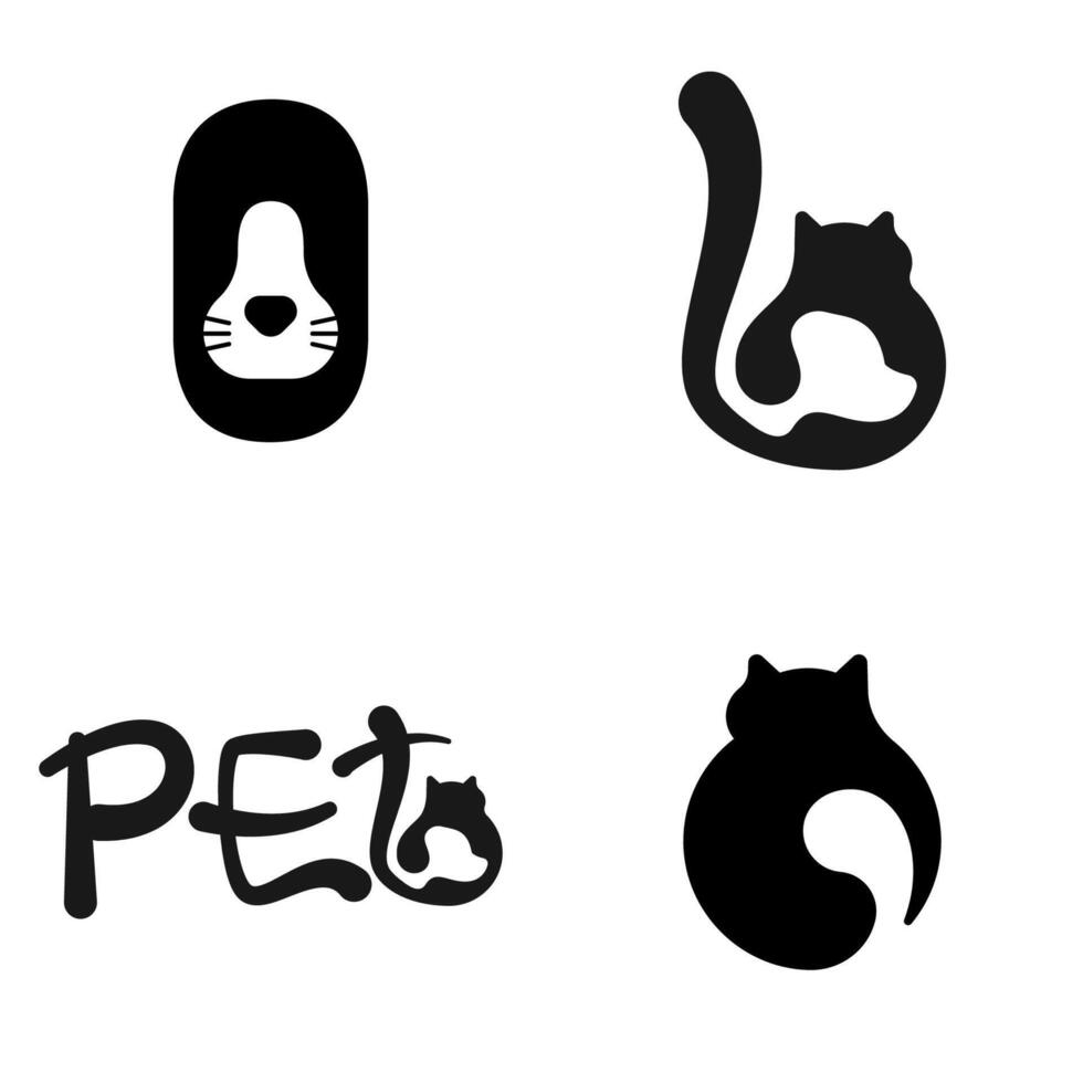 Pet set dog and cat logo design template isolated in white background vector