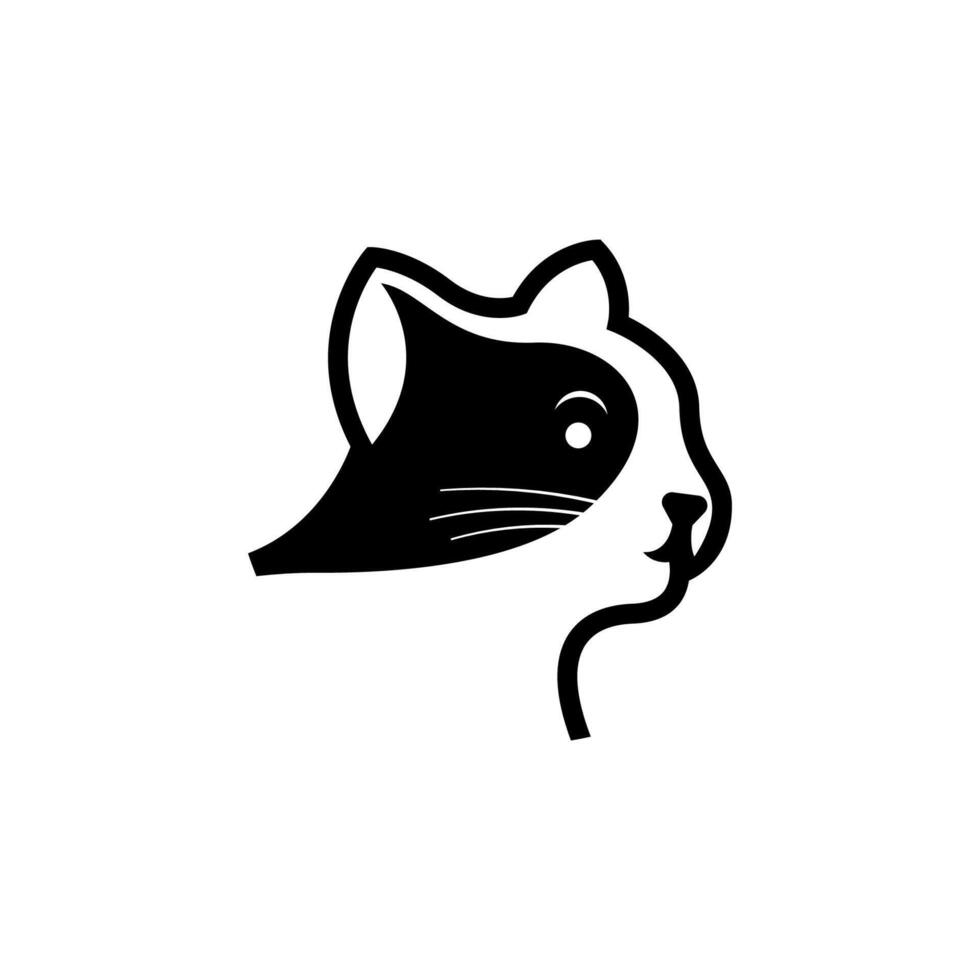 Pet cat silhouette logo design template isolated in white background vector