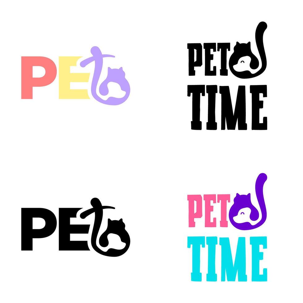 Pet set logo design template. Cat n dog logo set template vector