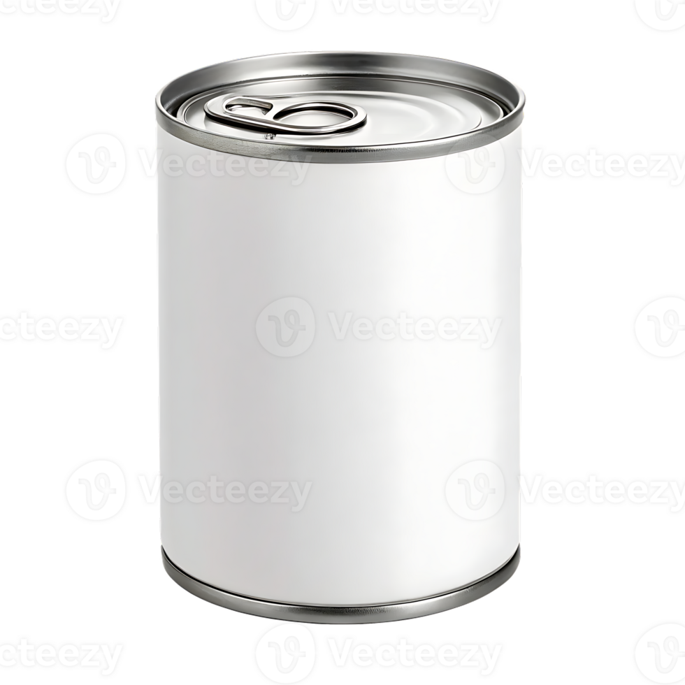 Blank tin can mockup for food label design. png