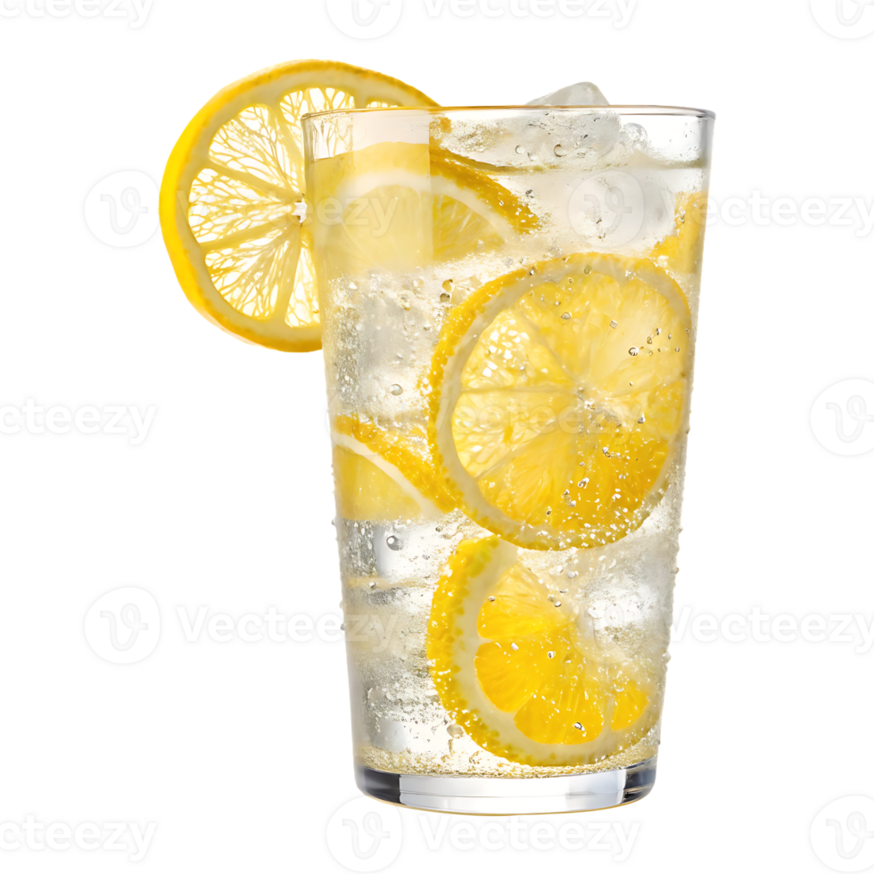 Refreshing lemon water with ice. png
