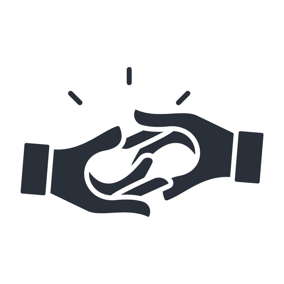 handshake icons flat black vector