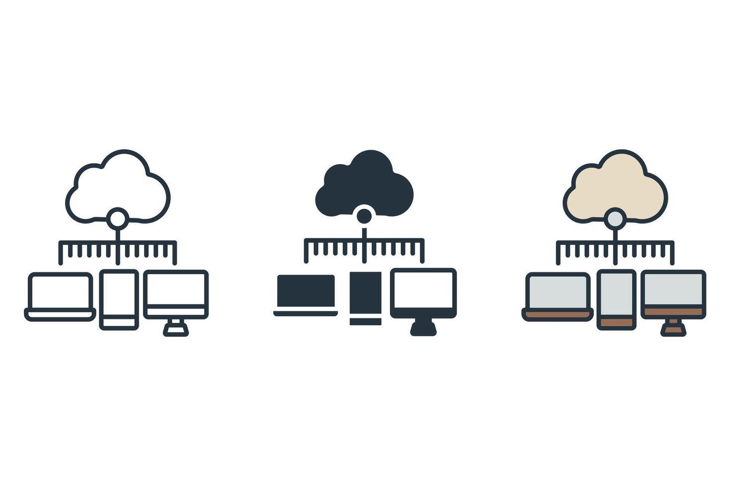 cloud computing icons set Flat style design vector