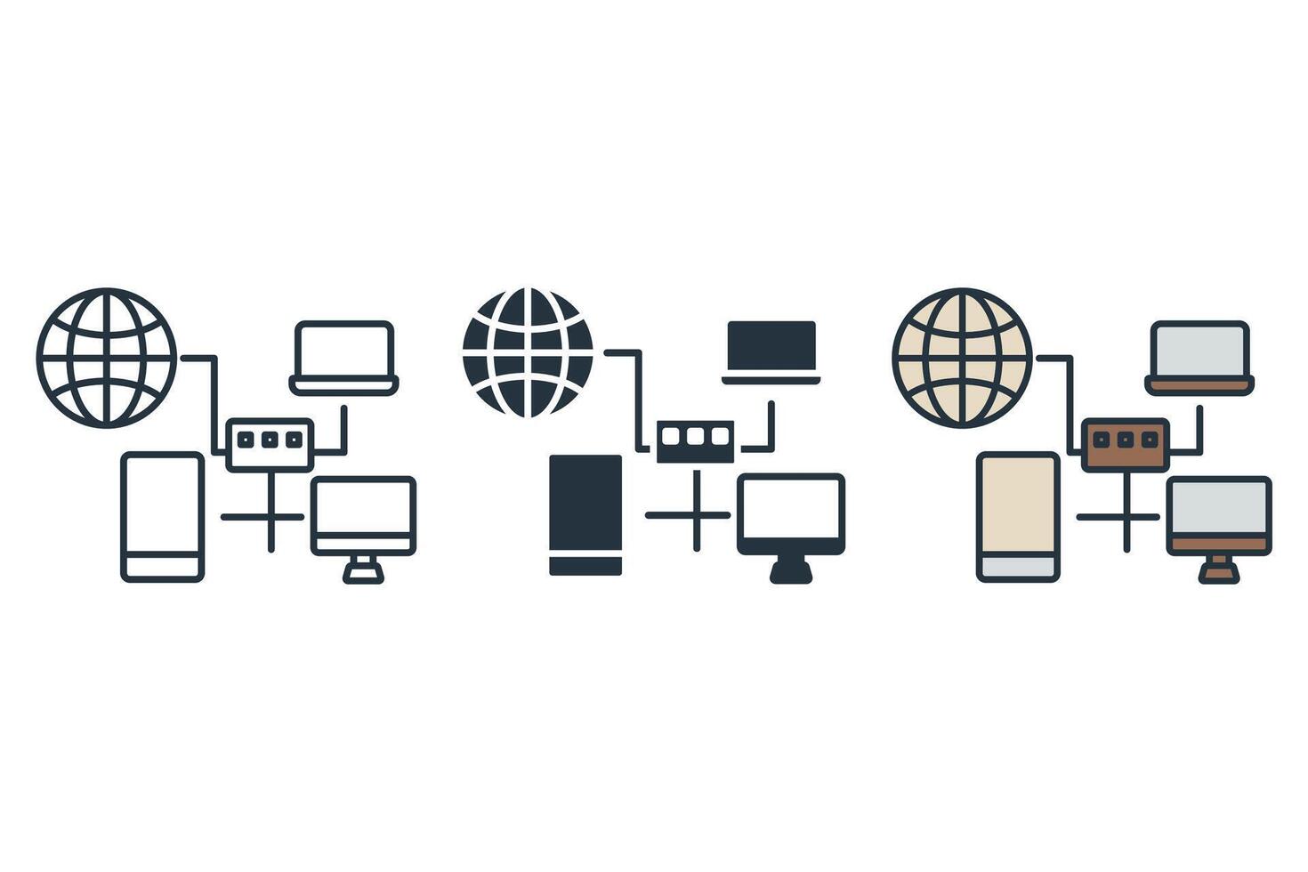 local network icons set Flat style design vector