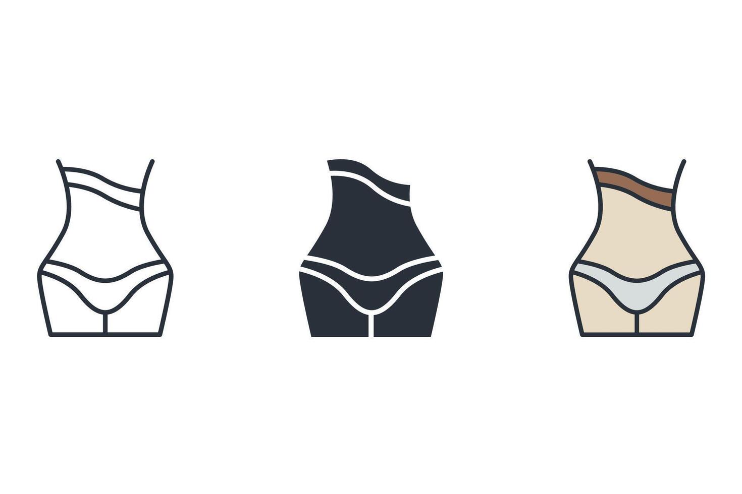 slim girls icons set collection style vector
