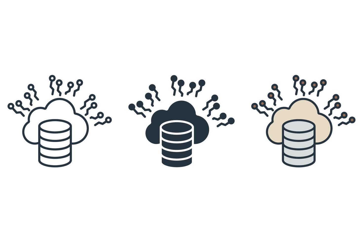 big data icons set Flat style design vector