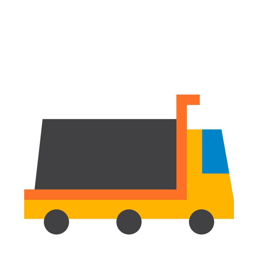A flat icon of a dump truck on a white flat icon vector