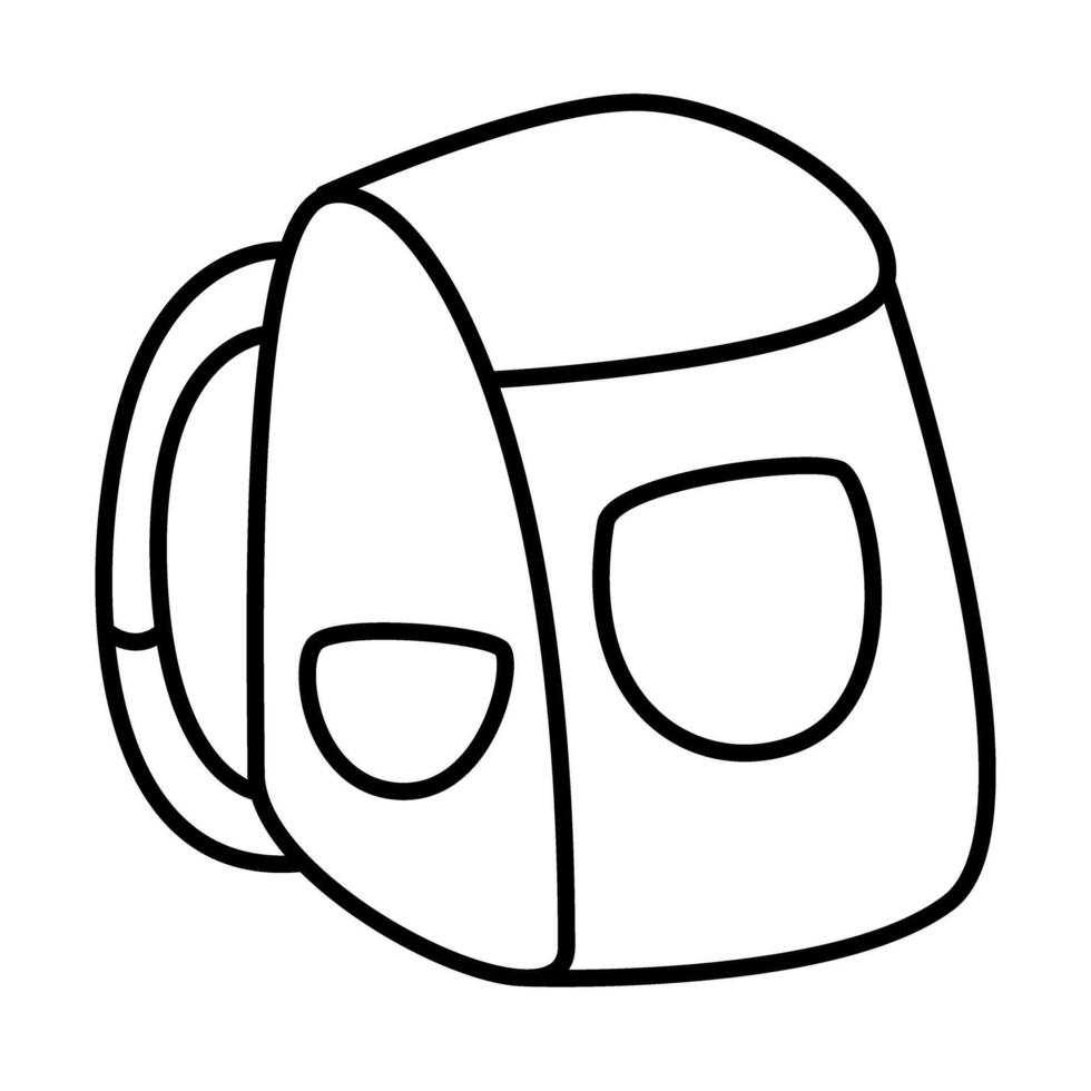Backpack of School Supplies Outline Icons Sets vector