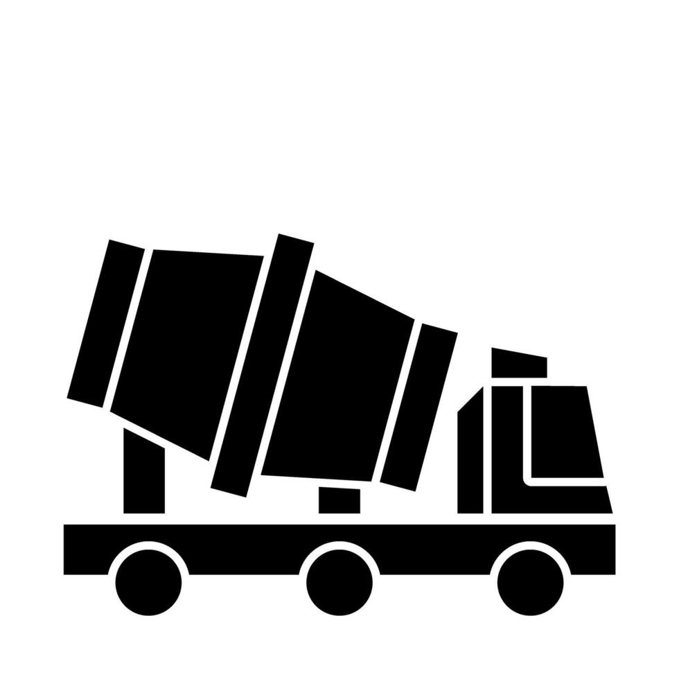 Concrete mixer truck solid icon illustration vector