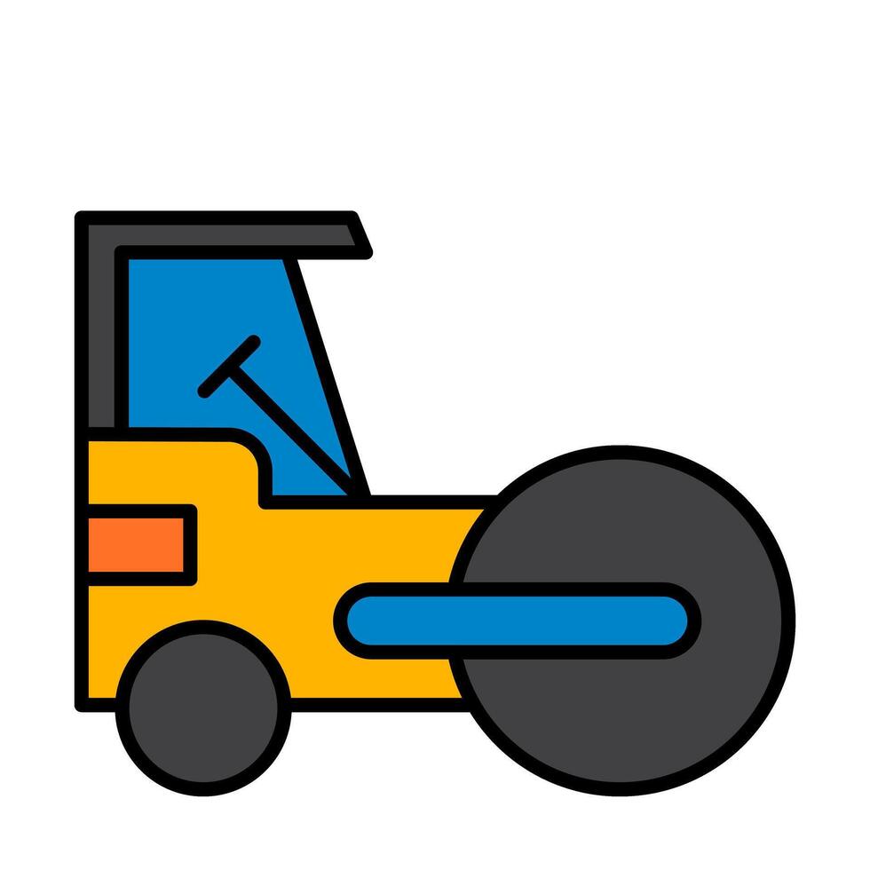 A yellow and blue construction vehicle filled icon vector