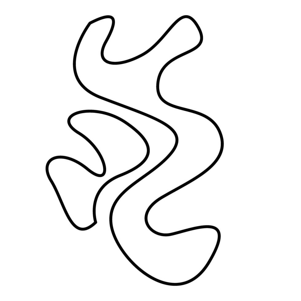A black and white drawing of a person with a long line abstract design vector