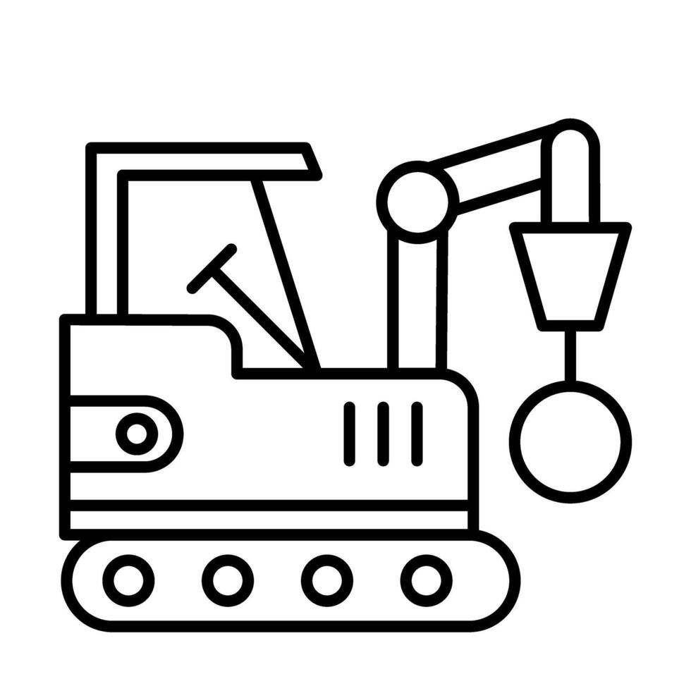 Demotion crane outline drawing of a construction machine vector