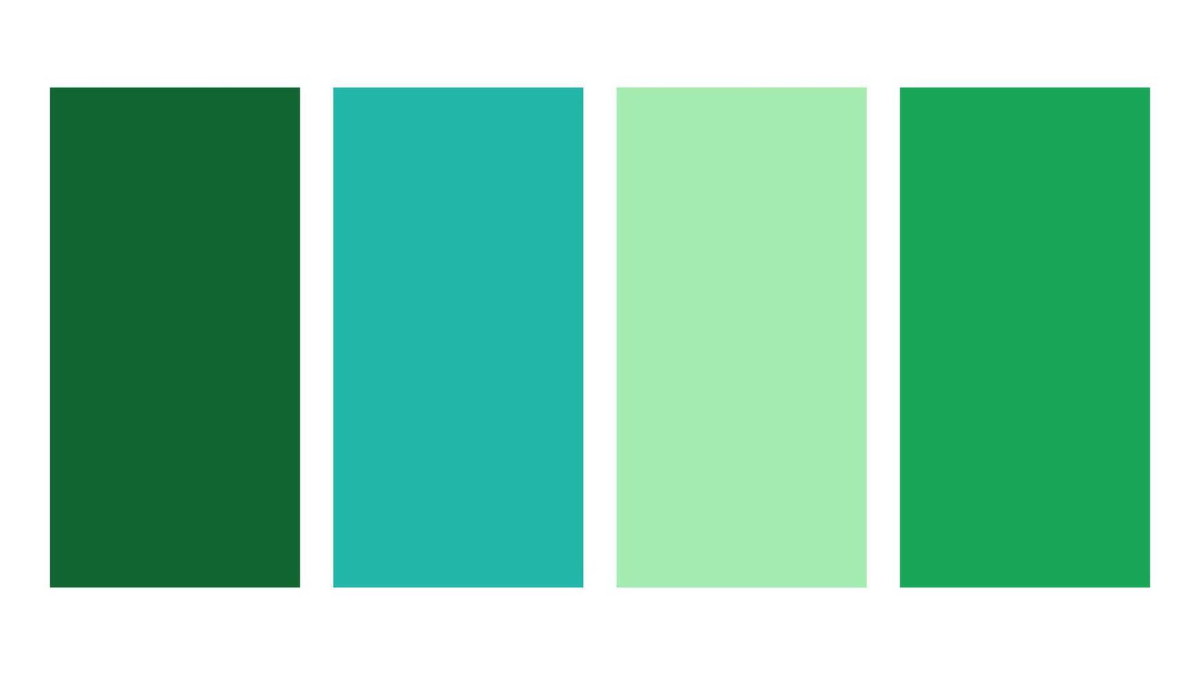 Green, Blue Green, Neon Green, Kelly Green color palette. Set of bright color palette combination in rgb hex. Color palette for ui ux design. Abstract illustration for your graphic design, banner vector
