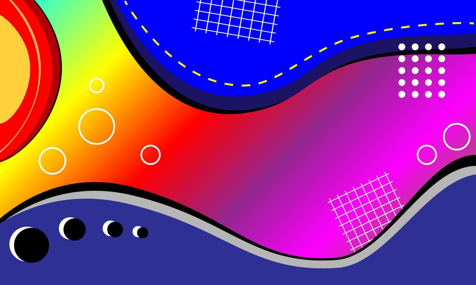 colorful gradient abstract geometric background with curve and memphis shapes vector