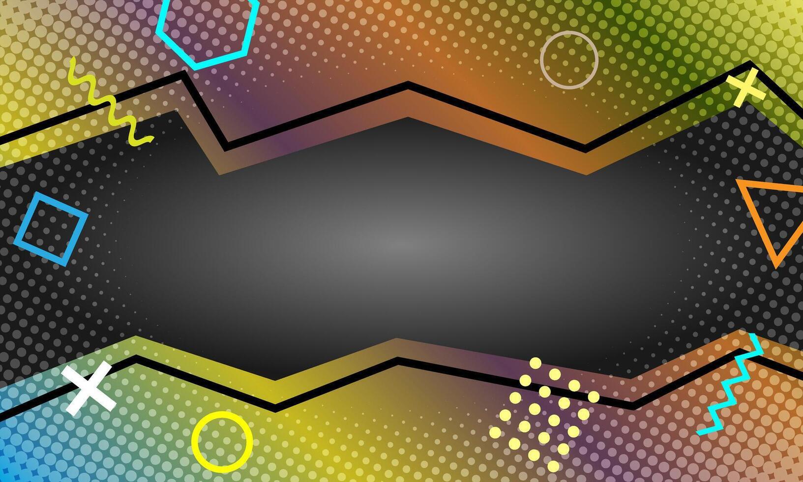 Memphis frame borders. modern abstract geometric posters with hipster shapes. Vibrant background with psychedelic gradient colors and playful patterns and retro futuristic vector