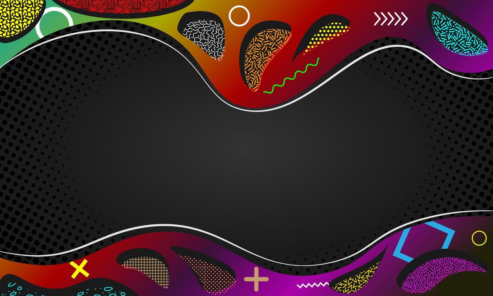 Memphis frame borders. modern abstract geometric posters with hipster shapes. memphis background with psychedelic gradient colors and playful patterns and retro futuristic vector