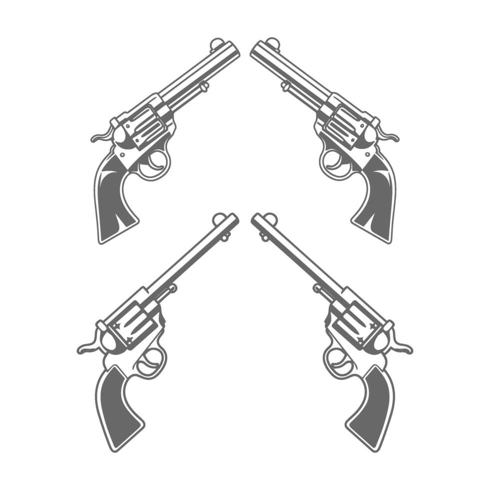Collection of revolver design illustration vector