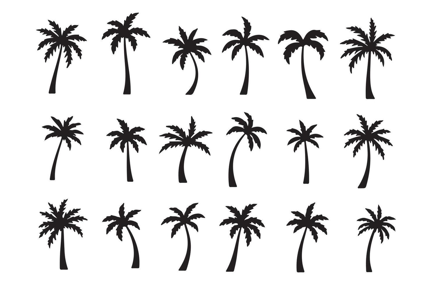 a set of silhouettes of palm trees vector