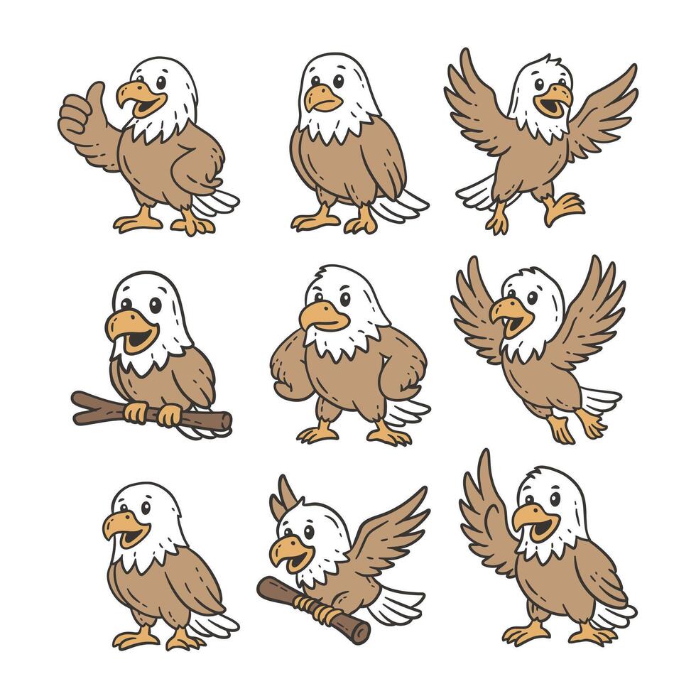 Cute Eagle Doodle Style Illustration vector