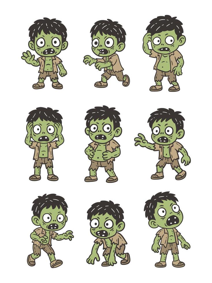 Cute Zombie Doodle Style Illustration vector
