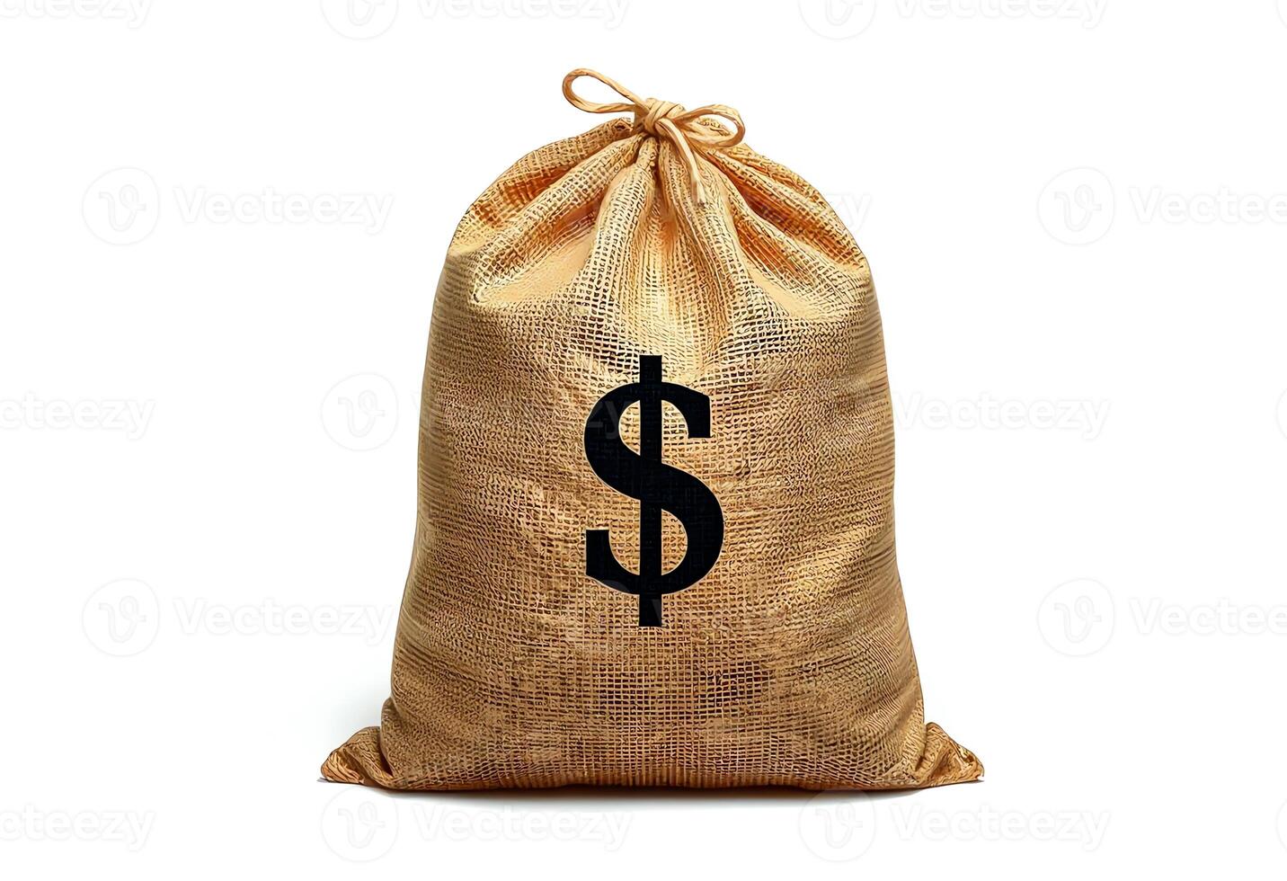 Large Burlap Sack with Dollar Sign Symbolizing Wealth and Financial Security photo