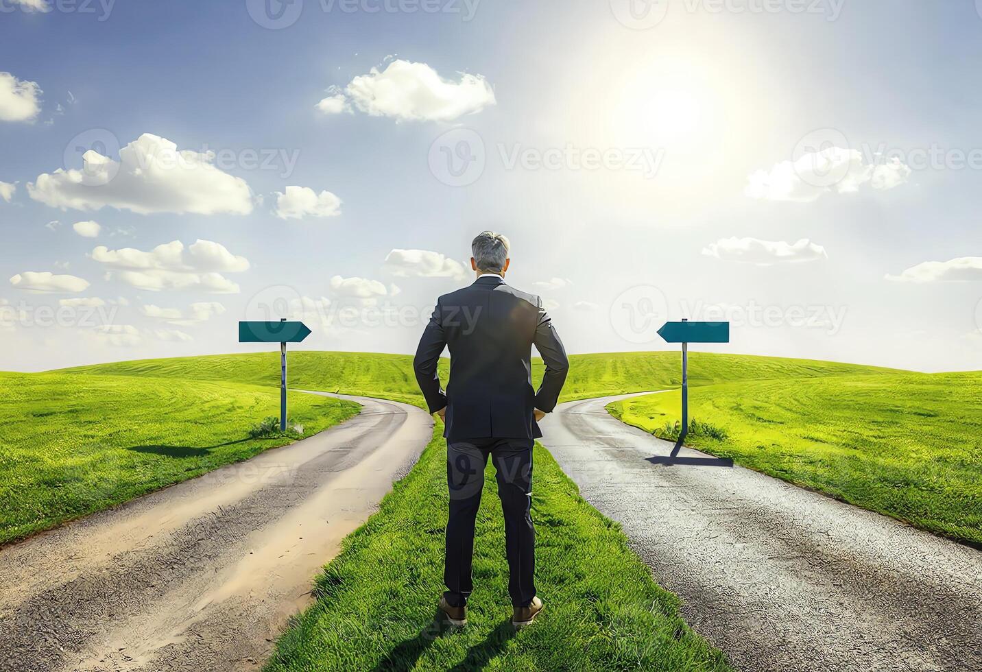 Decision at the Crossroads A Man Contemplates His Path Forward photo