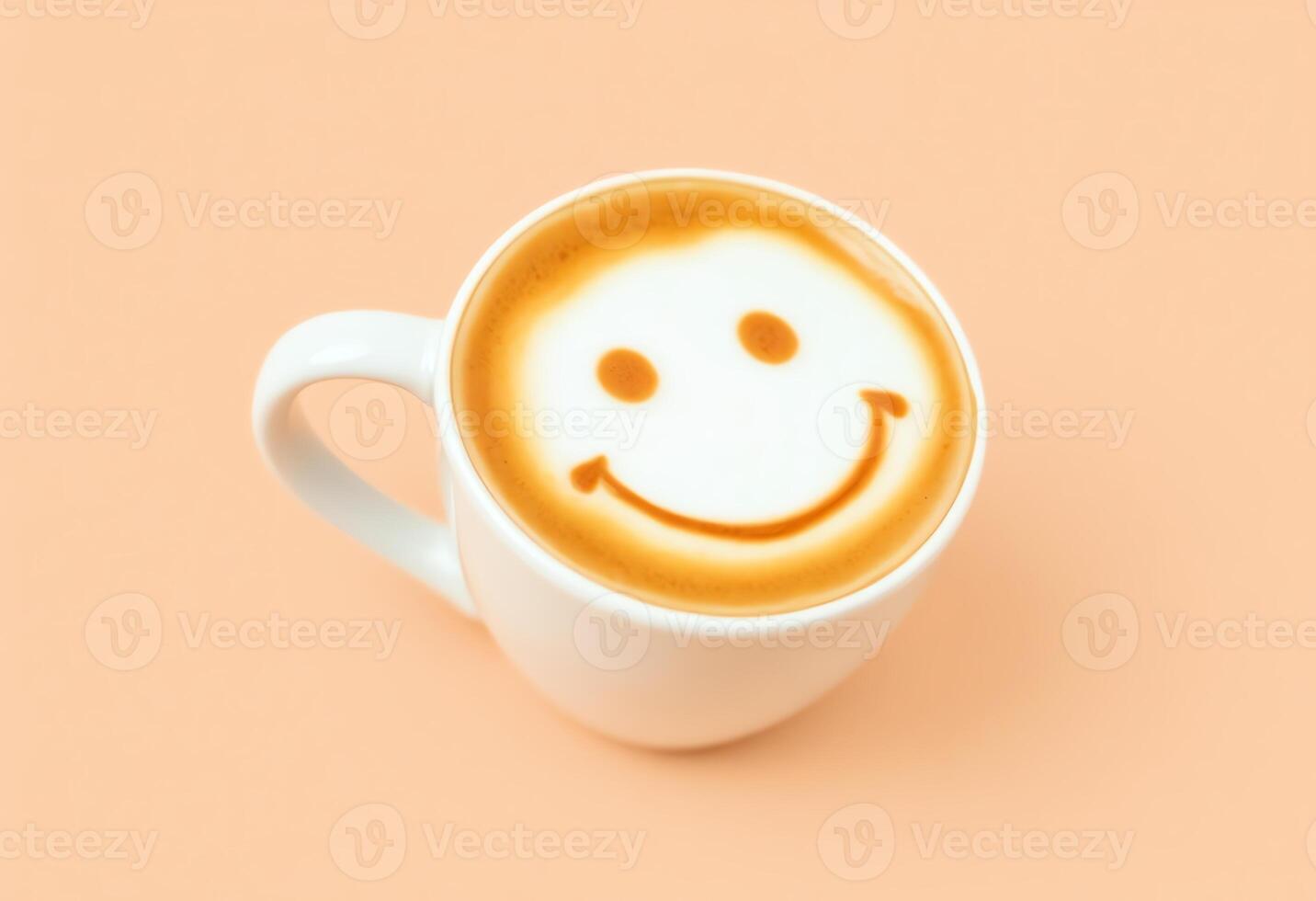 A cup of coffee with a smiley face drawn on it photo
