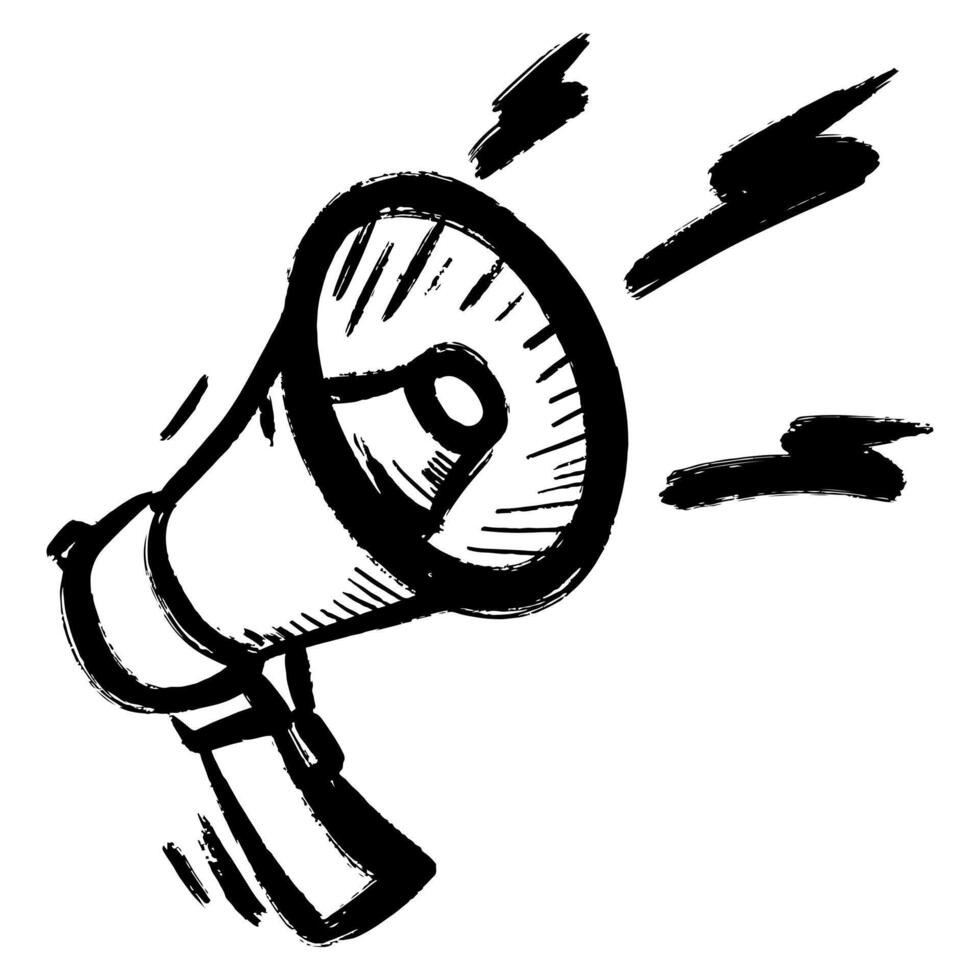Hand Drawn Megaphone Illustration Isolated on White Background vector