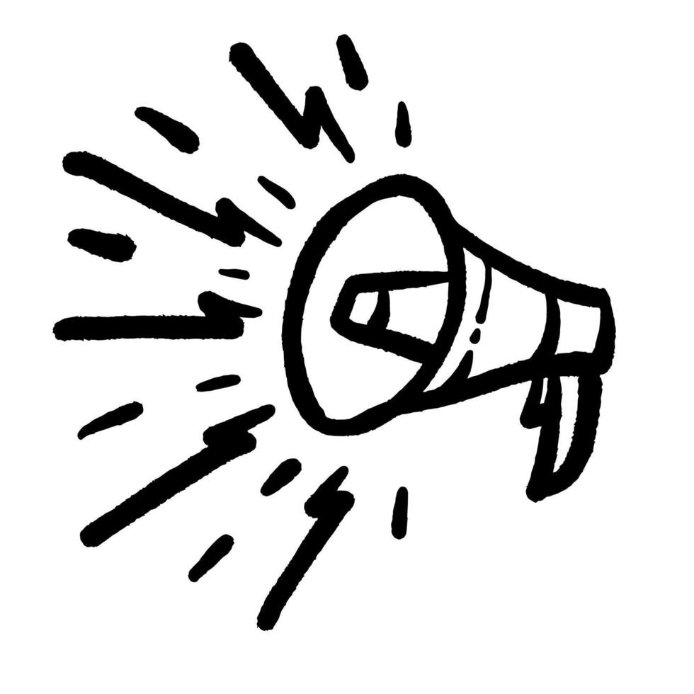 Megaphone hand drawn line. doodle loudspeaker icon. vector