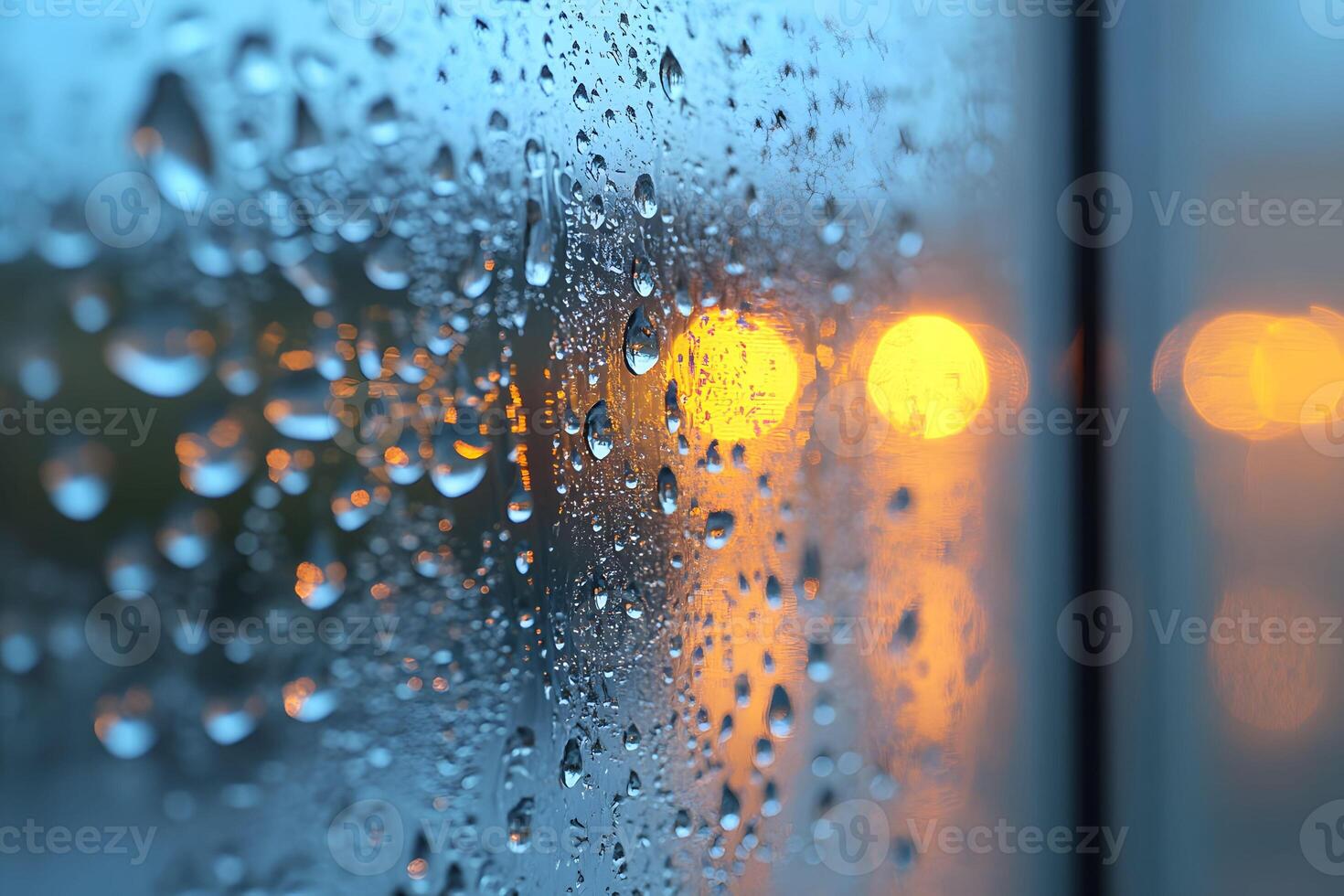 Rainy Evening Ambiance Through a Windowpane - Perfect for Print or Digital Design photo
