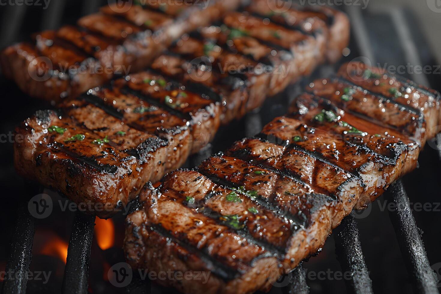 Grilled Steak Perfection Juicy BBQ Steaks on a Charcoal Grill for Culinary Designs photo