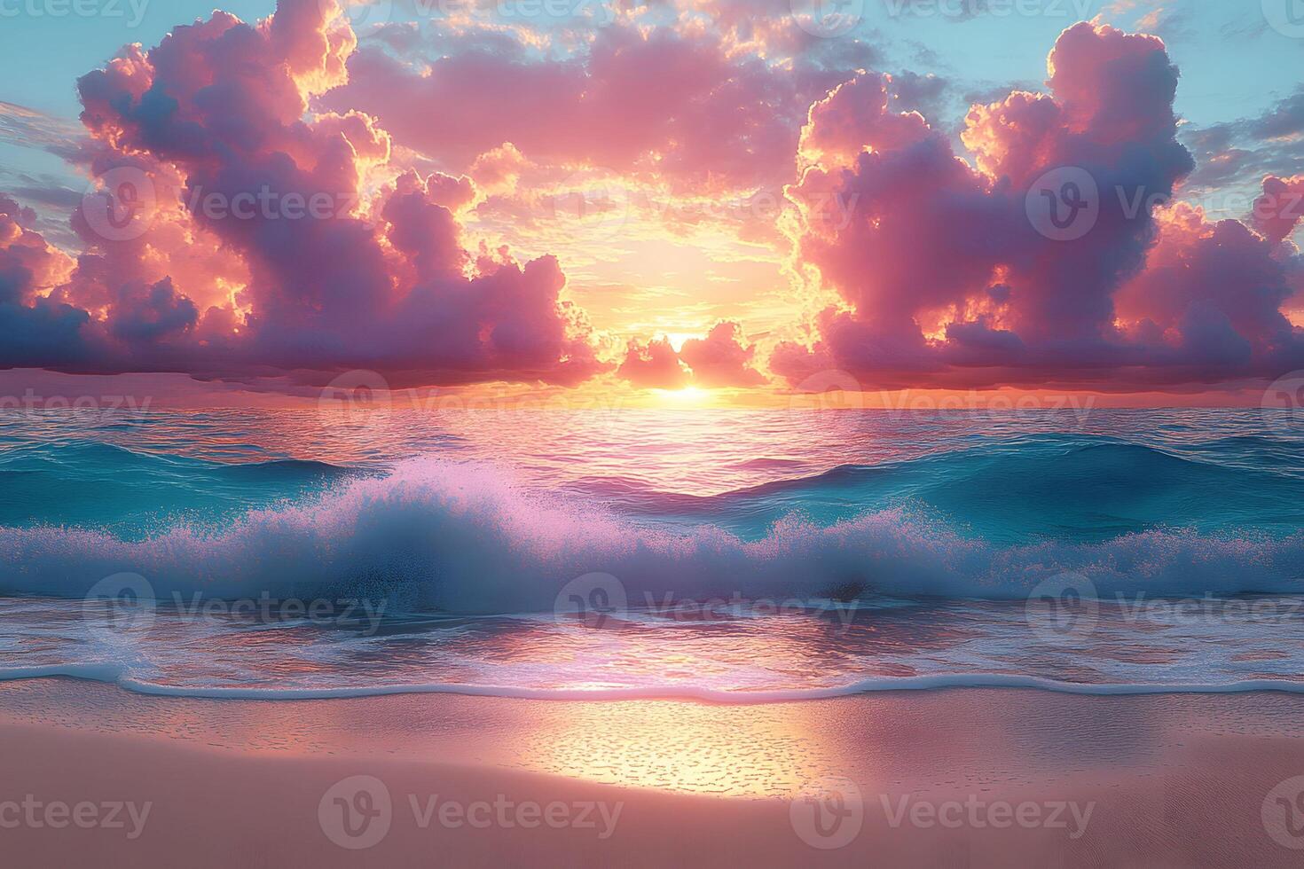 Tranquil Ocean Sunset with Vibrant Sky for Relaxation and Serenity photo