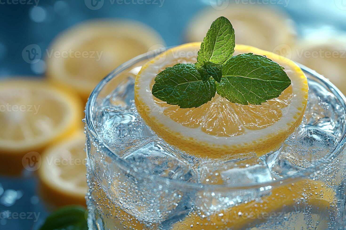 Refreshing Summer Beverage with Lemon and Mint for Cooling Down photo