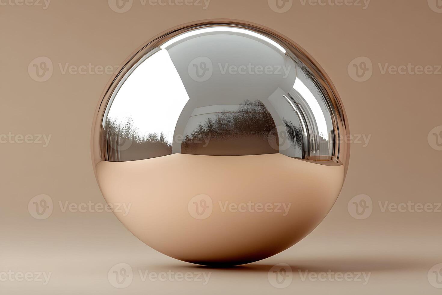 Abstract Metallic Sphere on Neutral Background - Modern Design Element for Creative Projects photo