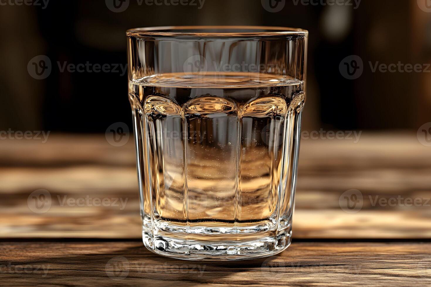 Clear Glass of Water on Wooden Table - Refreshment and Hydration Concept for Health and Wellness photo