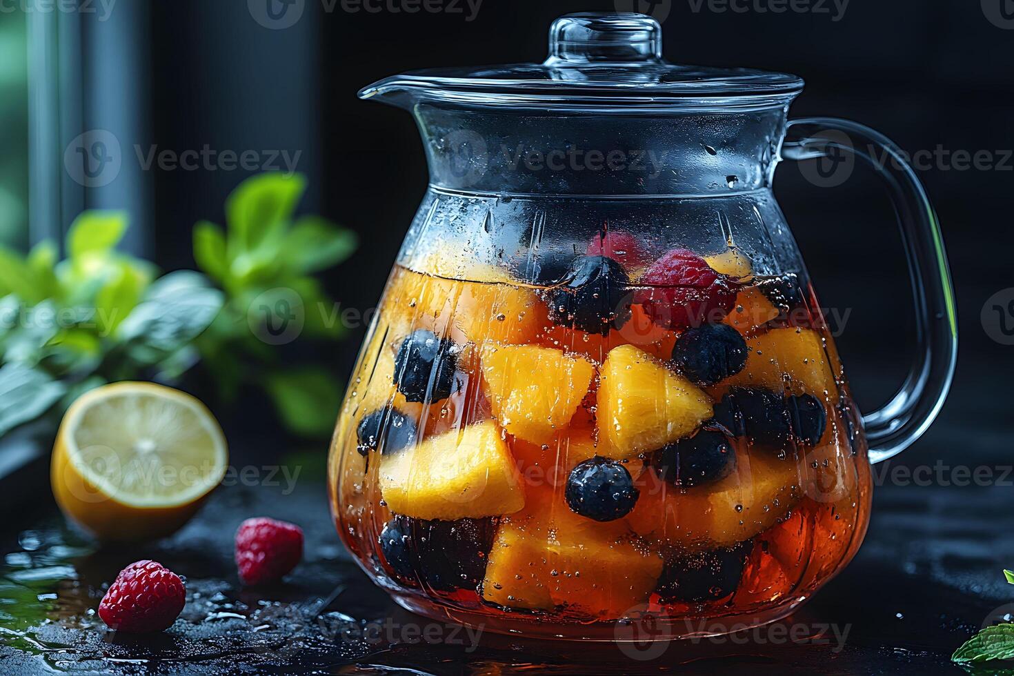 Refreshing Summer Fruit Tea with Berries and Citrus for Healthy Hydration photo
