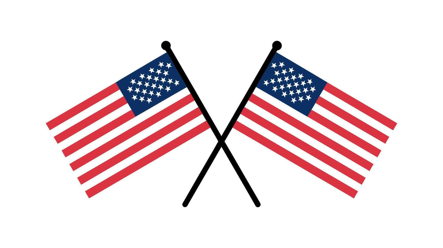Crossed American Flags, Symbol of Patriotism vector