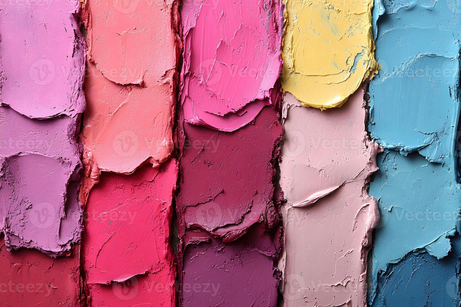 Vibrant Textured Paint Strokes in a Colorful Abstract Art Palette for Creative Design photo